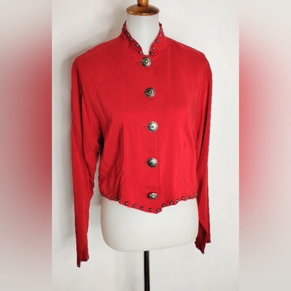 VINTAGE STUDDED RAYON WESTERN STYLE JACKET BLOUSE